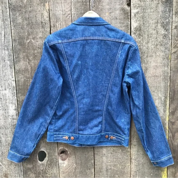 Vintage 70s Wrangler No-Fault Denims Trucker Jacket 38 L 74136NV - Picture 5 of 13
